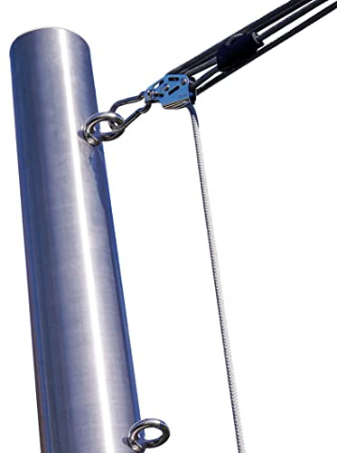 Pina DESIGN seit 1979 - Sonnensegel Stange aus V2A Edelstahl mit 3-Punkt Höhenverstellung inkl. Zubehör - 4-Fach Flaschenzug-Set zur Segel Befestigung | für sehr große Segel (2,5m, Mit Bodenhülse)