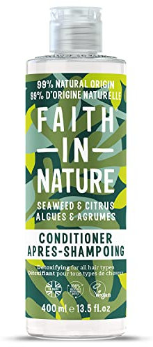 Faith In Nature, Après-Shampooing Naturel aux Algues & Agrumes Faith In Nature, Détoxifiant, Vegan & Cruelty Free, Sans Parabènes & SLES, Pour Tout Type de Cheveux, 400ml