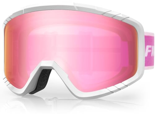 Findway Masque de Ski, lunettes de ski pour snowboard Jet Snow, pour les femmes, hommes, adolescents, compatibles avec le sur-casque, antibuée, protection UV à 100%, lunettes de ski antireflet