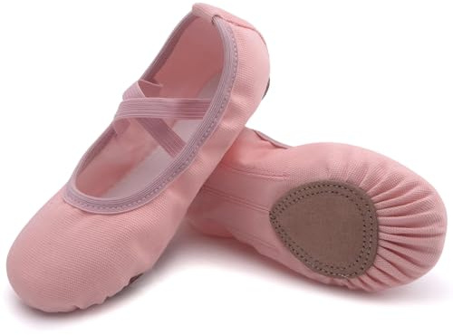 Uniuni Balettskor delad lädersula för barn och vuxna, ROSA, 34 EU