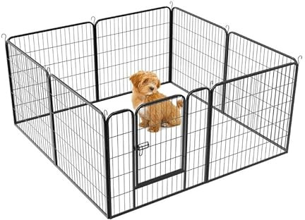 Parc enclos modulable Acier, Parc pour Chien, intérieur et extérieur, Clôture, Enclos, Cage,pour Intérieur, Chiens, Lapins, rongeurs, Petits Animaux (80 * 60cm (8 pièces))