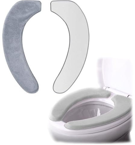 ZHYUAN 2 Stück Selbstklebende Toilettensitzbezug,Waschbarer WC Abdeckung,Wärmer Wc-Sitz Pad,WC Wärmer Pad Waschbarer,Toilettensitzauflagen Waschbar für Damen, Erwartete Mamas, ältere Menschen (grau)