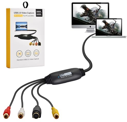 Convertitore da VHS a digitale, scheda di acquisizione video USB 2.0, dispositivo di acquisizione audio e video, vecchio VHS Mini DV Hi8, DVD VCR a convertitore digitale per Mac, PC supporta Windows