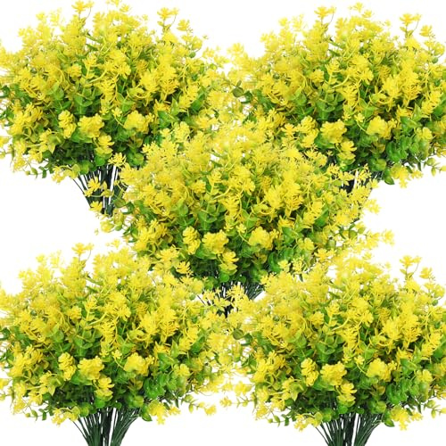 RECUTMS 10Pack Artificial Outdoor Flowers Greenery Garden Artificial Plants