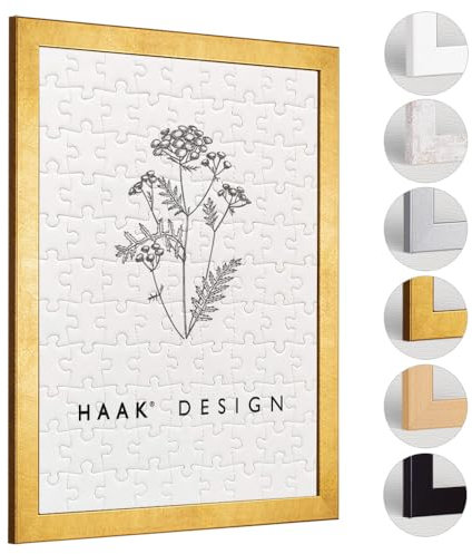 Haak Puzzlerahmen Lavanda ANTIREFLEX/Entspiegelt Blattgold 60 X 80 cm (ca. 1500 Teile) Bilderrahmen Rahmen für Puzzle