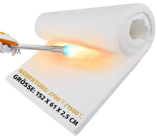 lormuzi Keramisk fiberisoleringsduk, 1500°C/2700°F (152 x 61 x 2,5 cm), brandsäker isolering för diskmaskin, ugnar, smide, värmare, pizzaugnar och mer