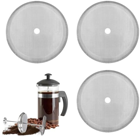 dinghaole 3 Stück Filter für Kaffeepressen Mesh, French Press sieb, Edelstahl Ersatzfiltersieb für Kaffeedrücker, für Universal 1000 ml / 34 oz / 8 Tassen French Press Kaffeemaschinen