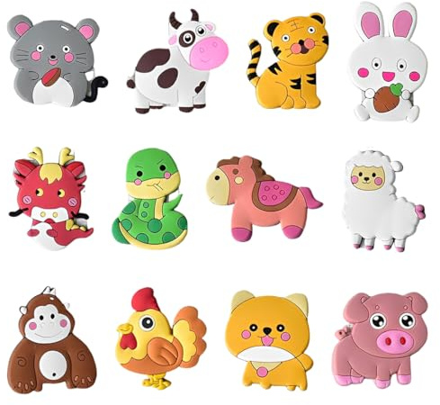 XUZOPIM 12 Pezzi Magnetici Animali per Frigorifichi e Tavoli Neri - Decorativi per Bambini con Disegni Animali - Giochi Educativi e Regali per Prescolari