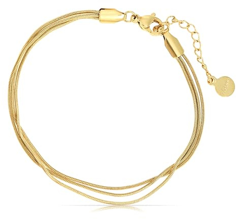Made by Nami Multilayered Armband Damen Gold Schlangendesign Edelstahl Armband 16 + 4 cm Wasserfester Schmuck Geschenk Freundin