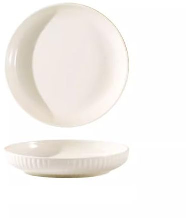 BODHIS Platos de Comedor Plato Plato de cerámica casera Estilo Crema Color a Juego Platillo Plato Hondo Plato de Cena Plato de Fruta Personalizado Creativo Plato de Cena (Blanco 8in*4)