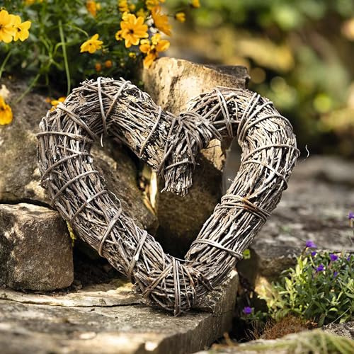 FRANK FLECHTWAREN Herz Amour Teebaumzweige Valentinstag Ø31x8 cm | Handgearbeitet, Naturmaterial, Wanddeko, Türschmuck, romantische Deko für Muttertag, Hochzeit, Geschenk