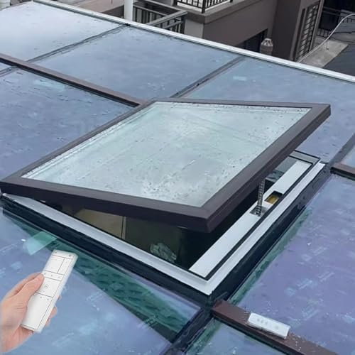 TRUNXUCL Electric Skylight Window, Remote Control Opening Roof Skylight, Roof Lighting Well Window, Hatch Cover(78x118cm/31x46in)