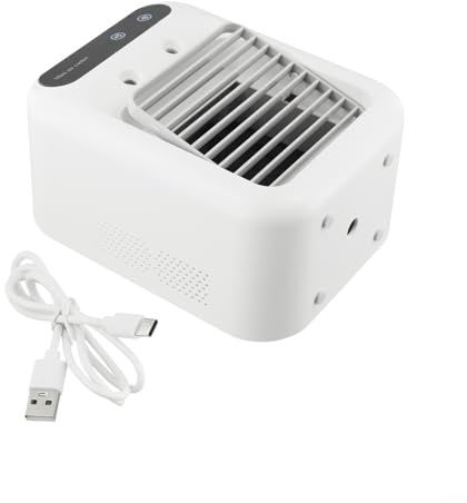Condizionatore d'aria portatile ricaricabile tramite USB, con 2 velocità e 2 modalità di nebulizzazione, 16,4 x 11,4 x 21,4 cm, portatile, per casa, auto, ufficio, viaggi