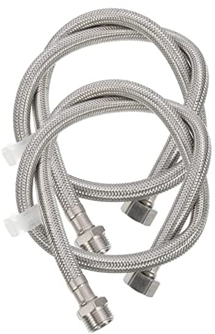 Vaguelly Waschmaschinen Verlängerungsschlauch Silberschlauch 1/2 Zoll 2 Stück für Einfache Wasserzufuhr aus Edelstahl mit Flexibler Installation und Langlebigem Epdm Gummi 80cm