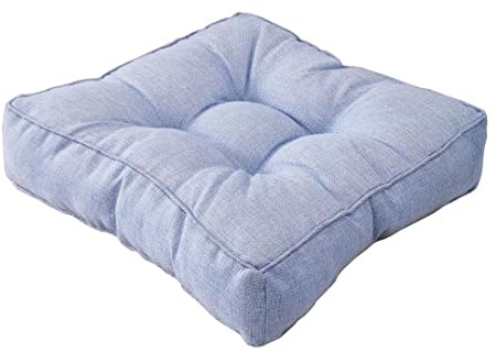 Cojín de suelo de meditación para yoga, funda de lino, cómoda alfombrilla de asiento para lectura y relajación, ideal para adultos, almohada de 40 cm, color azul