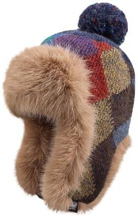 JIAHG Unisex Fliegermütze Trappermütze Damen Warm Wintermütze mit Ohrenklappen Plüsch Skimütze Trapper Hat Weich Russlandmütze Pilotenmütze
