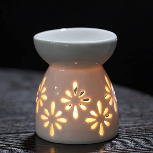 Bruciatore di Olio Essenziale in Ceramica - A Candela, Aroma Diffusore per Casa & Camera da Letto, Design Elegante per Meditazione e Yoga