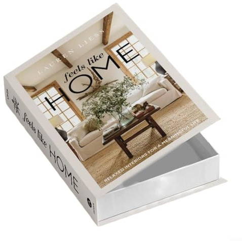 Scatola di immagazzinaggio minimalista della decorazione domestica progettata come un libro falso con spazio interno per riporre discretamente piccoli oggetti e migliorare l'estetica della stanza (FH