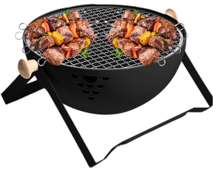 Grill au Charbon Portable - Réchaud Pliable Portable Résistant à la Chaleur,Gril Barbecue Charbon Avec Poignée Anti-Brûlure,Pour Extérieur, Jardin, Table, Voyage, Pique-nique, Viande Poêlée,