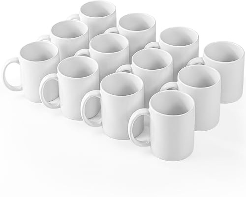 KONZEPT Juego de 12 tazas de café – 350 ml tazas de porcelana para pintar, perfectas para ideas creativas de bricolaje y regalos personales, tazas de cerámica blanca