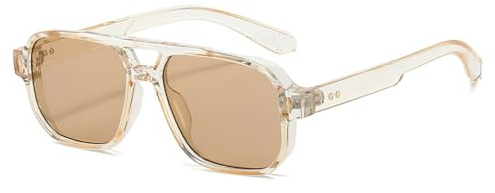 WDZAYXC Retro Square Sonnenbrille für Damen und Herren | 70er Jahre Vintage, Trendy Brille Klassisch, Double Brücke, UV400 Schutz