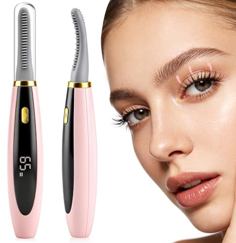 Beheizte Wimpernzange Elektrisch, Schnellaufheizung Wimpernzange Beheizbar, mit 3 Stufige Intelligente Temperaturregelung, USB-Aufladung, Vollständig Umhüllte Silikonbürste für Alle Wimperntypen