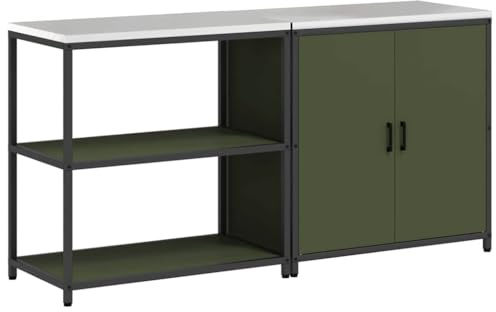 Genérico Juego de Almacenamiento de Cocina con Estante 2 pcs Verde Oliva,Mobiliario,Armarios y Almacenamiento,Armarios de Cocina,Oliva,50.16 kg,3392655