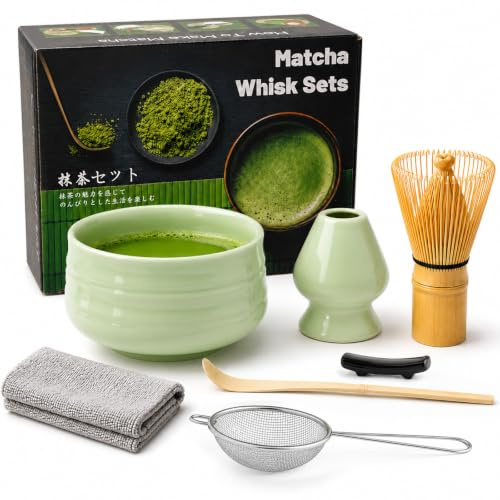 7 Pcs Matcha Set, Matcha Kit for Ceremony, Matcha Tea Set for Making Latte, Japanese Matcha Ceremony Kit, Matcha Whisk Set and Bowl(chawan) with All Accessories