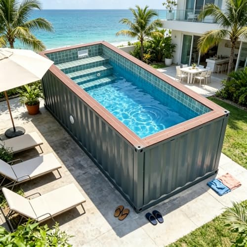 Piscina fuori terra in vetroresina - Piscina interrata prefabbricata durevole con struttura in acciaio per villa nel cortile, intrattenimento privato all'aperto di nuoto