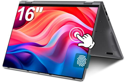 BTDD 2-in-1 Touchscreen Laptop 16 Zoll, Ryzen 3 3300U, 16GB RAM, 512GB SSD | 360° Convertible, Fingerabdrucksensor, Beleuchtete Tastatur, WiFi 6, Bluetooth 5.2, IPS FHD, USB-C Multifunktionsanschluss