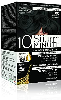 Silium 10 Minuti Colorazione Permanente Per Capelli, Nero Intenso 1.0-183 Gr, 1 unità, 1