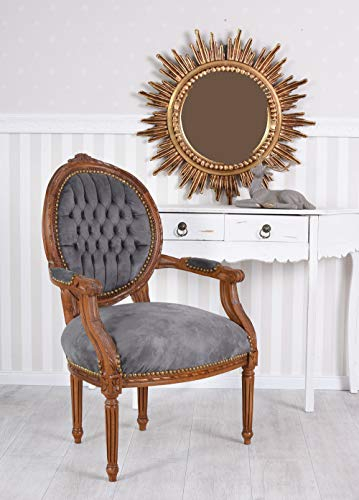Chaise baroque en velours avec accoudoirs Marron Gris rembourré Antique Cat521g19 Palazzo Exclusif