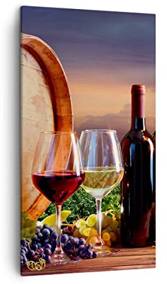 ARTTOR Leinwandbild 45x80 cm Wandbild Küche - 4125 | Wein Weinberg Sommer Vertikal Klein Wanddekoration Wohnzimmer Schlafzimmer Wandkunst Wanddeko Wand Kunstdruck Küche ARTTOR