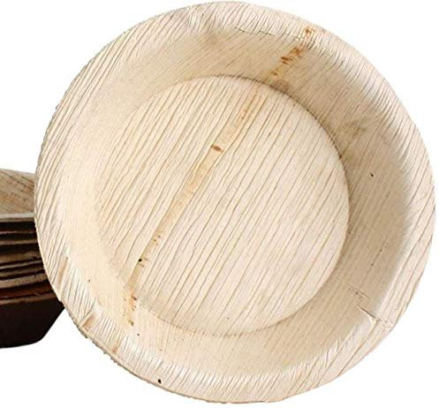 KOKA Lot de 10 assiettes jetables rondes en feuille de palmier - Compostables - Diamètre : 15 cm