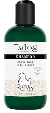 D.DOG | Vitt hår schampo, hundschampo, mot gulning av pälsen och återupplivar naturligt vitt, 250 ml