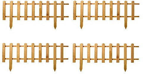 Wooden Picket Fence, Waterproof impregnated Fence Panel, Front Garden Fence, mini Fence, Ornamental Garden Fence, Lattice Fence (4 Pieces - 94 x 20 cm, Natural)