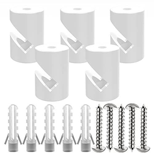 OASHISU 5x Weiß Wand- und Deckenpins für Textilkabel Aufputz-Kabelhalter | Deckenbefestigung Affenschaukel Aufputz-Kabelhalter für Lampe DIY mit Schrauben und Dübeln ABS-Kunststoff