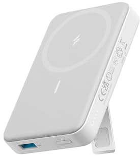Anker 633 Magnetic Battery, 10,000mAh Wireless Portable Charger, 20W USB-C Power Bank with Stand, Magsafe-Compatible for iPhone 16/15/14 Series (White)