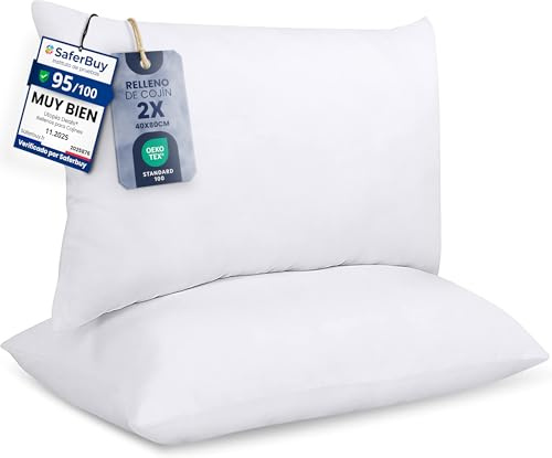 Utopia Bedding Set di 2 Cuscini, 40 x 80 cm Imbottitura per Cuscini, Cuscini Divano, Cuscino Interno (Bianco)