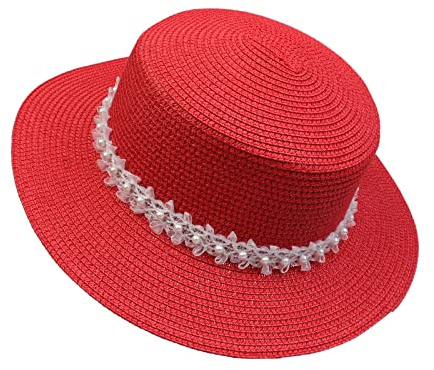 JK Home Pliable Chapeau de Soleil Femme Panama en Paille | Capeline Large Bord avec Ruban Mariage Plage