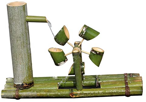 ZLECB Fontana di bambù,Esterno, Fontana di bambù Decor Beccuccio con Pompa Cascata Decorazione del Giardino Kit Fontana da Giardino Giapponese in bambù per Esterni,40cm