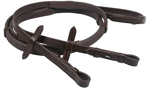QHP Rênes pour Cheval Caoutchouc Doux avec Stops