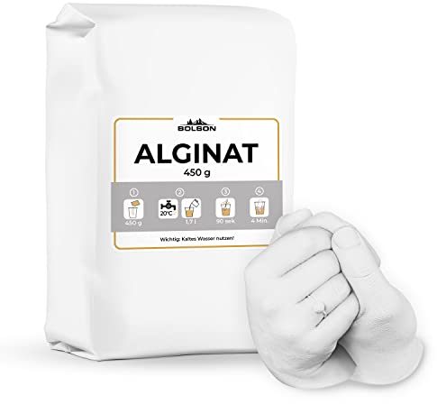 Bolson Alginat Abformmasse (450 g) für 3D Abdrücke - detailgetreue Alginat Abdruckmasse - Alginat Pulver für einzigartige Körperabformungen - für Kinder & Erwachsene