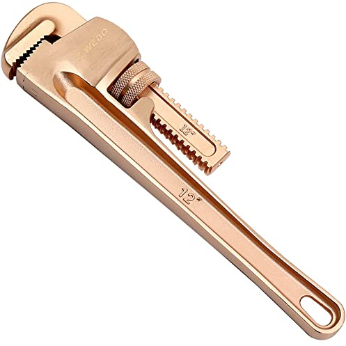 WEDO Llave de tubo sin chispas, 200 mm de longitud máx. ancho de boca: 25 mm, llave ajustable, cobre de berilio, norma DIN, certificado BAM/FM