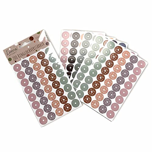 200 Stück bunte Lochverstärker, Verstärkungsringe - selbstklebend - in 20 Farben/Mustern