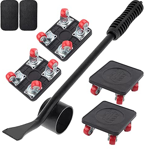 Déménageur Meubles, 5PCS Lève Meubles à Usage Intensif Ensemble D'outils pour Déménageurs Curseurs avec 4 roulettes à Double Roulement roulettes Rotation à 360 Degrés Chariot Meubles Capacité 400 kg