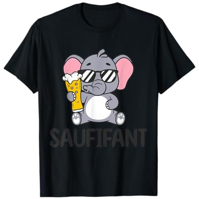 Saufifant Elefant Bier Bierpong Saufen Sauftour Biertrinker T-Shirt