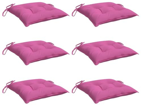 vidaXL Lot de 6 Coussins de Chaise, Coussins de Siège de Patio, Coussins de Canapé de Jardin, Coussins d'Assise Extérieur, Rose 50x50x7 cm Tissu Oxford