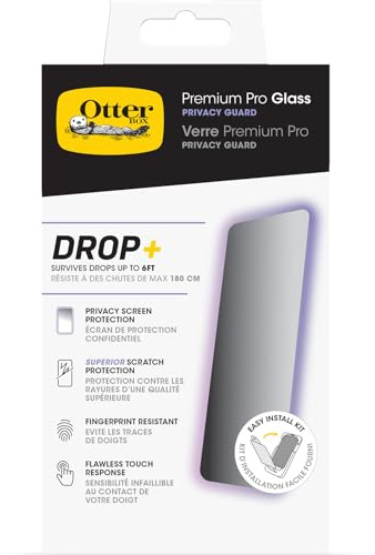 OtterBox Premium Pro Privacy Glass Displayschutz für iPhone 15 Pro, gehärtetes Glas, überragender Kratzschutz, übersteht Stürze bis zu 1.8m