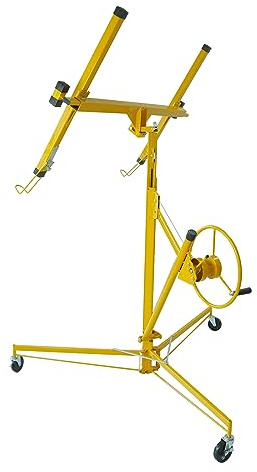 cerbordy 16 FT Drywall Lift Panel Rolling Hoist Jack Lifter Sheetrock, Drywall Lifting Construction Tools Caster Wheel with Adjustable Telescopic Arm, 16', Yellow